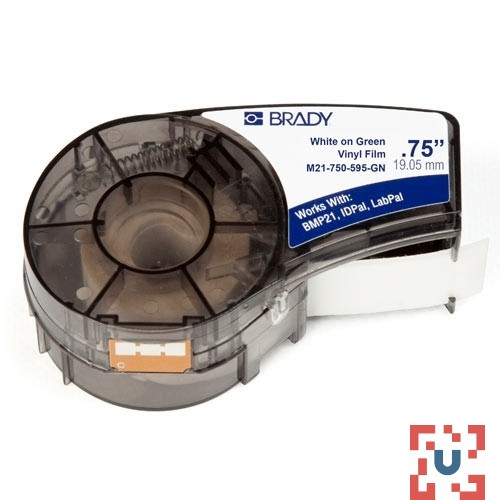 Вінілова стрічка 19.05мм 6.4m Brady M21-750-595-GN білий на зеленому