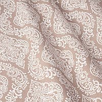 Декоративні тканини білі візерунки на бежевому фоні Туреччина 84585v5