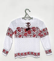 В'язана вишиванка для дівчинки "Червоні троянди" 0713