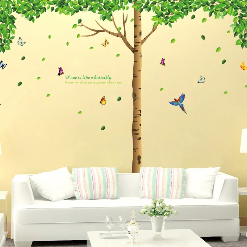 Наклейка на стіну в дитячу кімнату "Велике зелене дерево" 240*310см ( 3листа 60*90см)