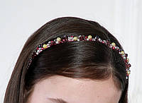 Обруч для волос с хрустальными и жемчужными бусинами разноцветный