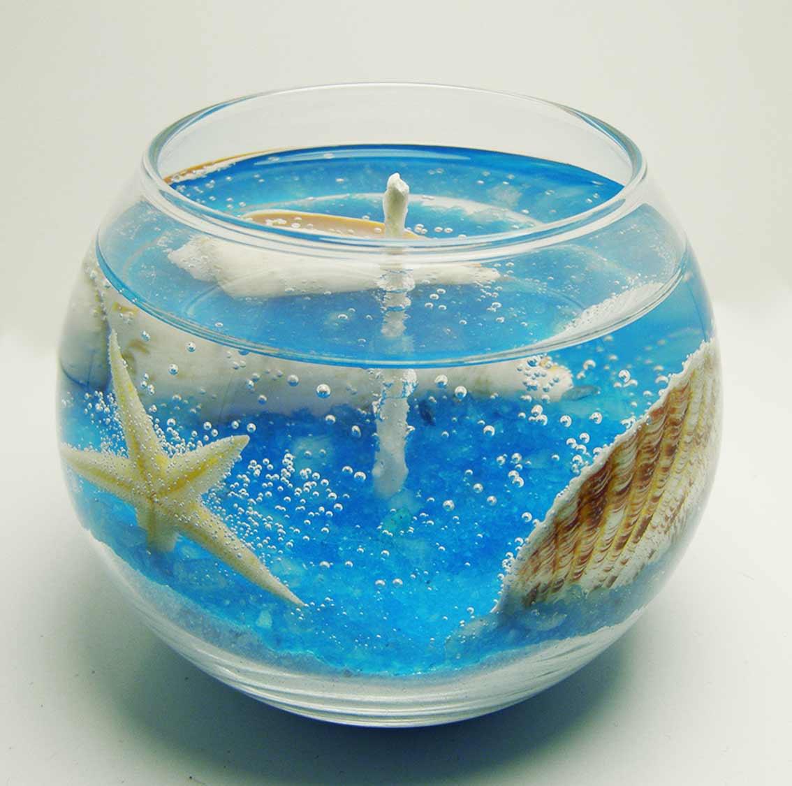 Декоративная гелевая свеча Чародейка шар синяя морская звезда и ракушка - фото 7 - id-p1043022479