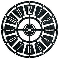 Настенные Часы металлические Glozis Chicago Чикаго черные (50х50 см) [Металл, Открытые, Цвета]