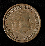 Монета Нідерландів 1 цент 1950-73 рр., фото 2