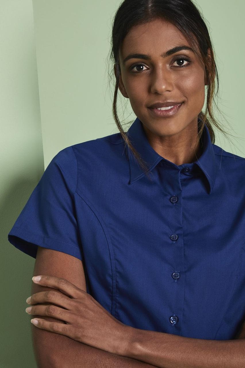 Рубашка для официанта женская темно-синяя с коротким рукавом Atteks - 02324 - фото 1 - id-p1043244972