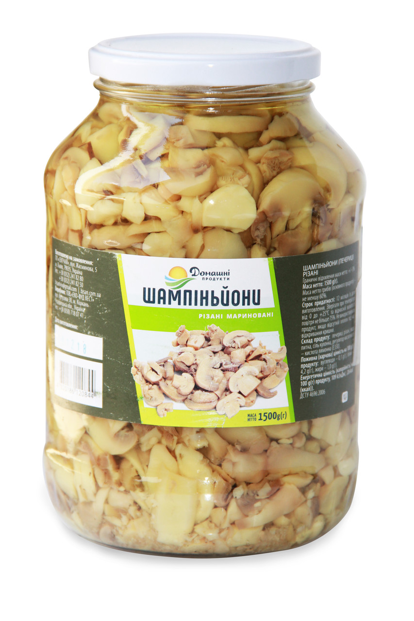 Шампіньйони Домашні продукти 1500г різані стерилізовані