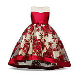 Дитяча сукня видовжене ззаду на зростання Винно-червона на 5-6 років, фото 3