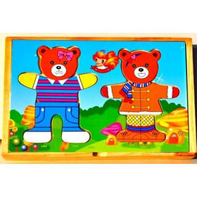 Дошка-вкладиш дерев'яна B202 Мишки пара розвиваюча