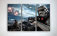 Картина постер на холсте Звездные войны Star Wars Штурмовик 90х60 из 3х частей