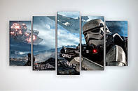 Настенный декор картина модульная на холсте Звездные войны Star Wars Штурмовики 125х70 из 5 частей