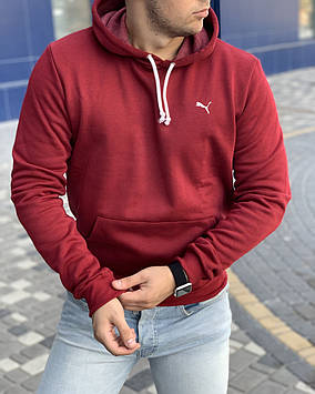 Тепла чоловіча толстовка на флісі з начосом Пума, зимове худі Puma з капюшоном, кофта, кенгурушка пайта — S