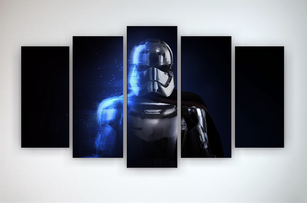 Картина модульная постер на холсте Звездные войны Star Wars Штурмовик 125х70 из 5 частей, фото 1