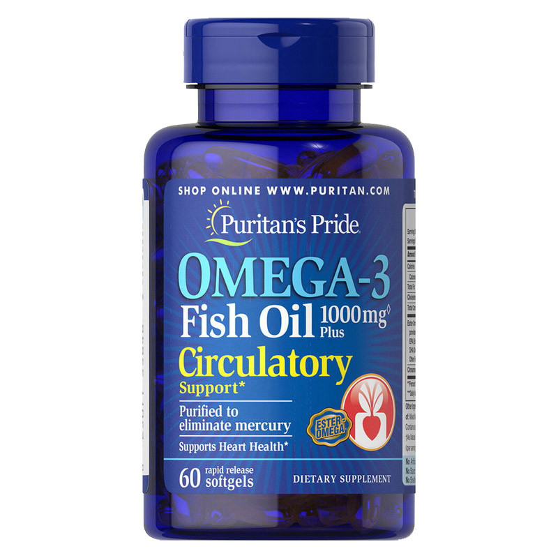 Puritan's Pride Omega-3 Fish Oil Plus Circulatory Support, Риб'ячий жир з екстрактом кориці (60 капс.)