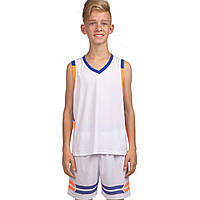 Форма баскетбольная детская подростковая Basketball Uniform полиэстер 4XS-M бело-синий (LD-8019T) 2XS (рост 140 см)