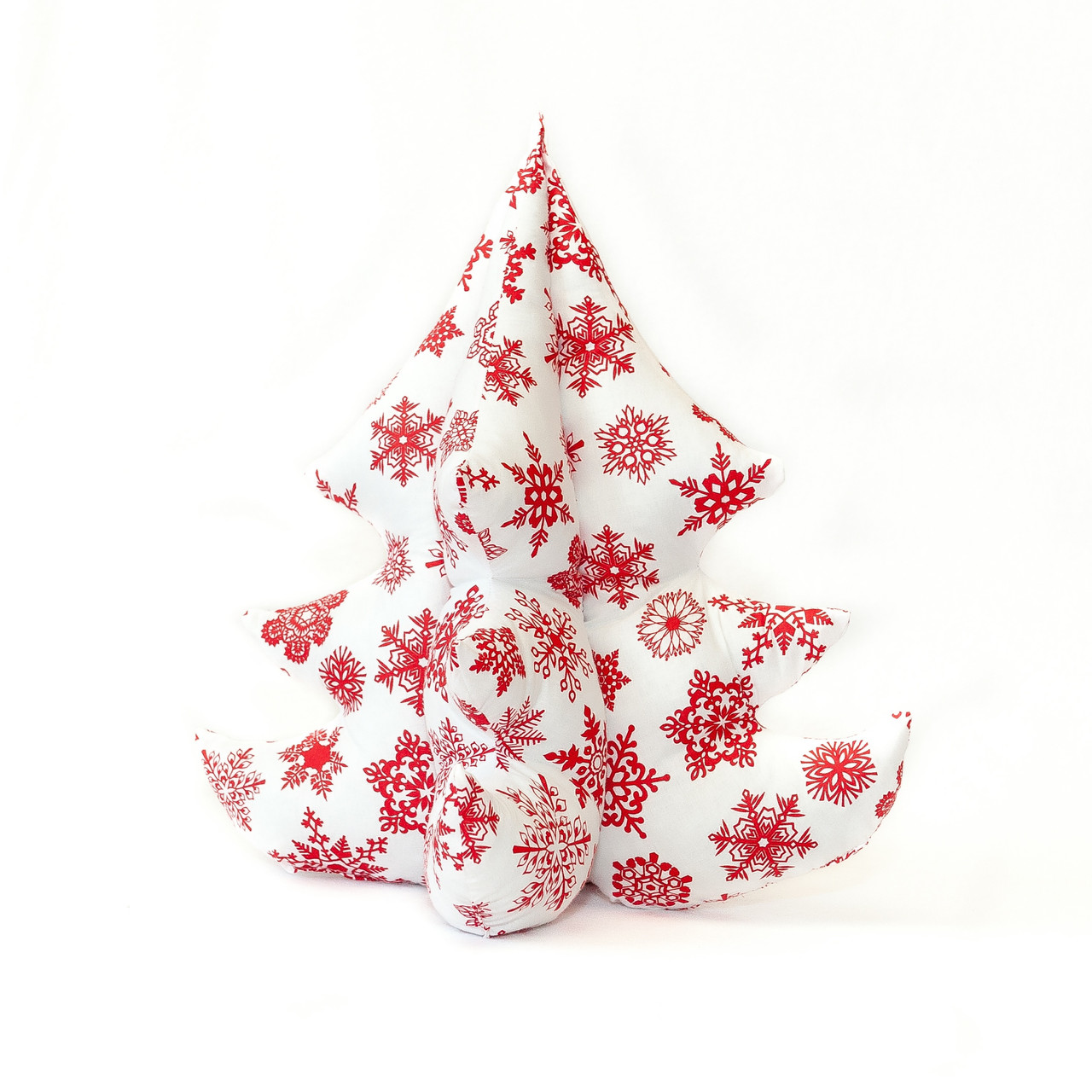 Новорічна подушка Ялинка декоративна біла в сніжинку 45 см, фото 1