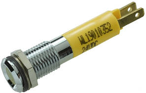 Світлодіодний панельний індикатор в отвір 8 мм, 24 VDC жовтий