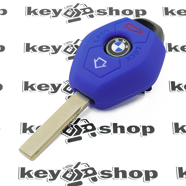 Чехол (синий, силиконовый) для авто ключа BMW (БМВ) 3 кнопки - фото 3 - id-p436912784