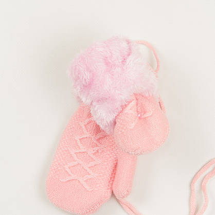 Оптом дитячі рукавиці з хутряною підкладкою на 3-5 років - 19-7-64, фото 4