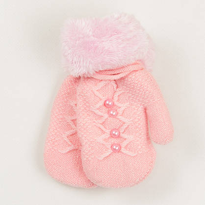 Оптом дитячі рукавиці з хутряною підкладкою на 3-5 років - 19-7-64, фото 2