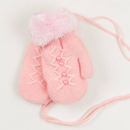 Оптом дитячі рукавиці з хутряною підкладкою на 3-5 років - 19-7-64, фото 3