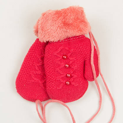 Оптом дитячі рукавиці з хутряною підкладкою на 3-5 років - 19-7-64, фото 5