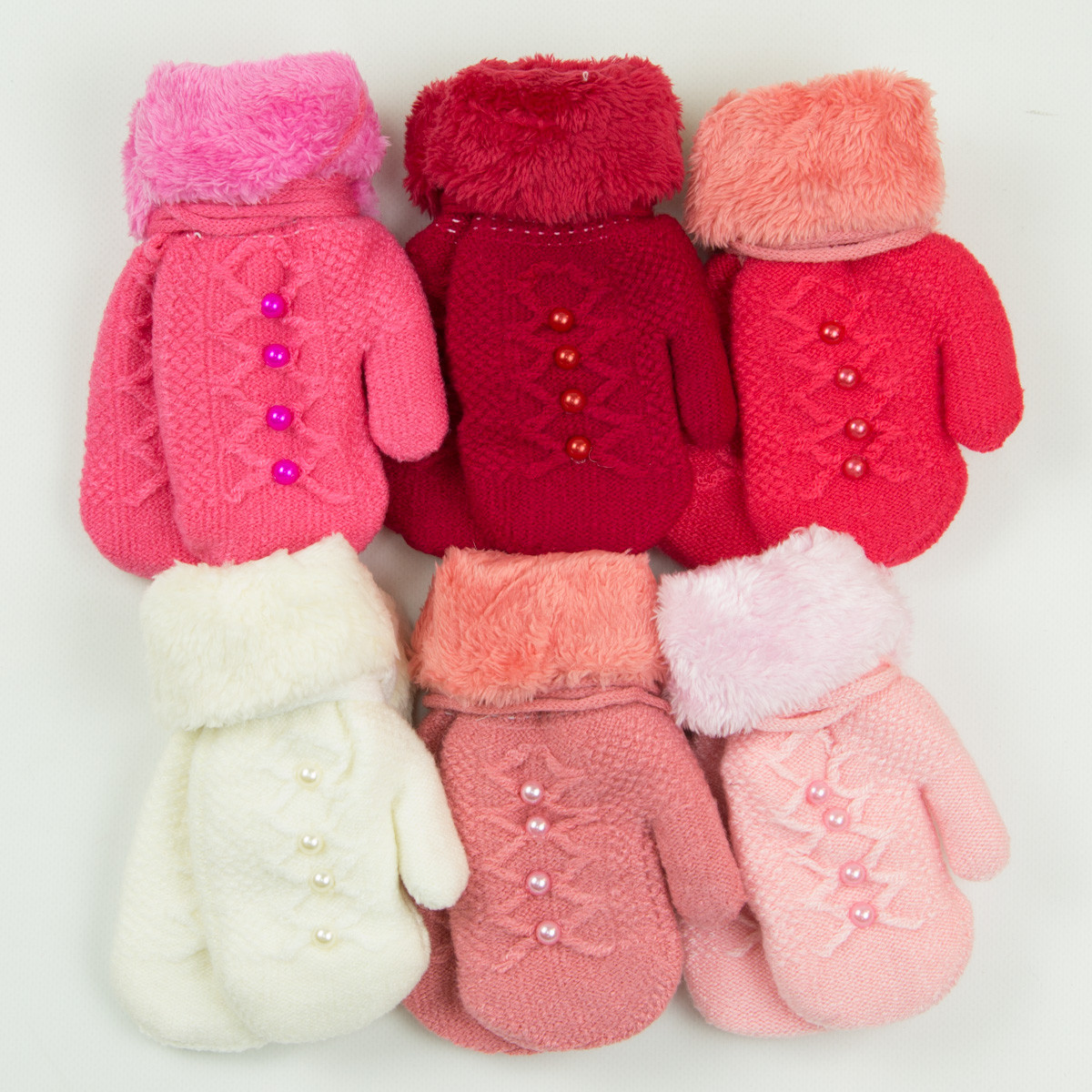 Оптом дитячі рукавиці з хутряною підкладкою на 3-5 років - 19-7-64