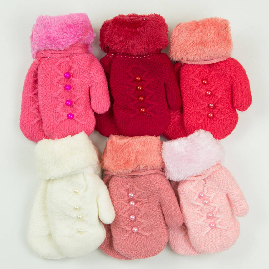 Оптом дитячі рукавиці з хутряною підкладкою на 3-5 років - 19-7-64, фото 1