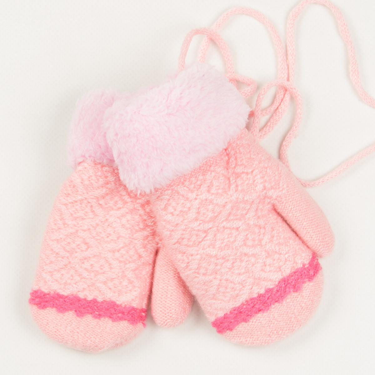 Дитячі рукавиці з хутряною підкладкою для дівчаток на 2-3 роки - 19-7-65 - Рожевий