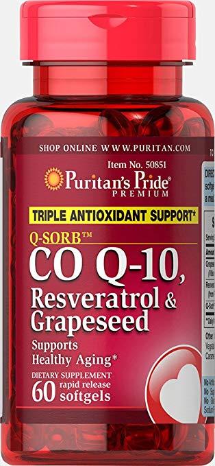 Puritan's Pride Co Q-10 Resveratrol & Grapeseed (60капс.)