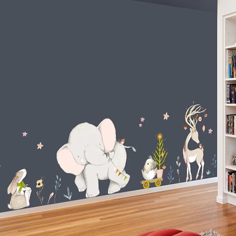 Вінілові наклейки на стіну Слоненя з візком (лист 60 х 90 см) Б162