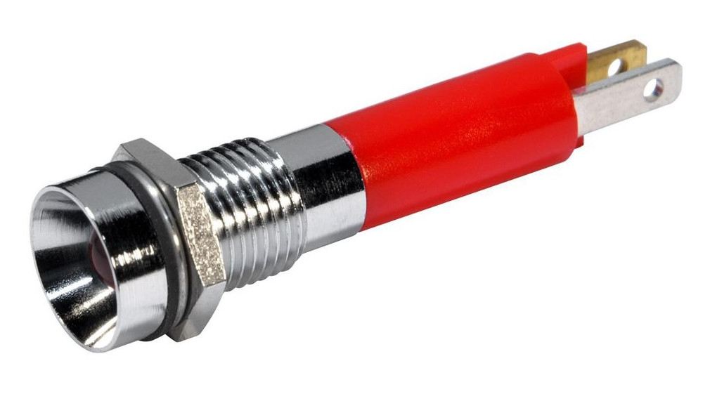 Світлодіодний панельний індикатор в отвір 8 мм, 24 VDC втоплений