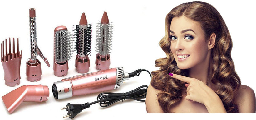Повітряний мульти стайлер для укладання волосся 7 в 1 фен брашинг Gemei GM-4831.