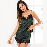 Атласна піжама з мереживом, фото 3