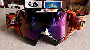 Кросові мото окуляри маска Ендуро Джей Полі жовтогарячо чорні, з затемненим склом