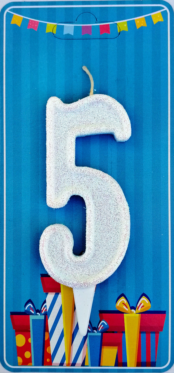 Свічки-цифрови "Білий блиск" 5