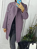 Пальто молодіжнє жіноче , прямого крою ,комір стійка оверсайз розмір 44 колір пудра