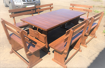 Деревянный стол из массива древесины 2000*1000 + 6 лавок 1