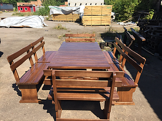 Деревянный стол из массива древесины 2000*1000 + 6 лавок 2