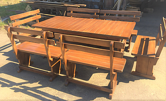 Деревянный стол из массива древесины 2000*1000 + 6 лавок 3