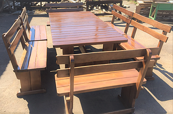 Деревянный стол из массива древесины 2000*1000 + 6 лавок 4