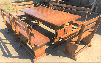Деревянный стол из массива древесины 2000*1000 + 6 лавок 5