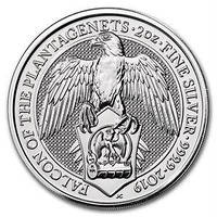 Срібна монета Звірі королеви The Falcon of the Plantagenets - Сокіл Плантагенетів 2 унції