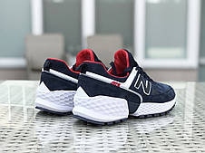 Чоловічі кросівки New Balance 574 замшеві,темно сині з білим, фото 3