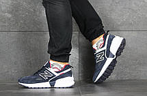 Чоловічі кросівки New Balance 574 замшеві,темно сині з білим, фото 2