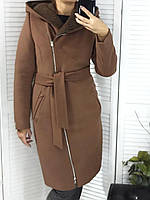 Жіноче пальто на утеплювачі з капюшоном, розміри 46-50