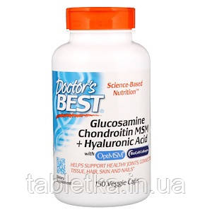 Doctor's s Best, Глюкозамін, Хондроїтин, Метилсульфонілметан + Гіалуронова кислота, 150 капсул Київ