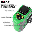 Лазерний рівень Hilda 3D 12 ліній + ТРЕНОГА ☀ ЗЕЛЕНИЙ ПРОМІНЬ, фото 3