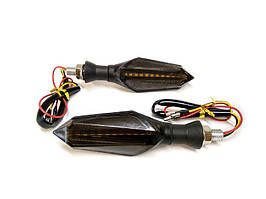 Рухомі повороти на мотоцикл (з габаритом) діодні, чорні (D-138) (к-т 2 штуки)