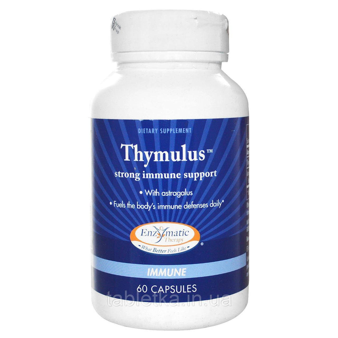 Enzymatic Therapy, Харчова добавка Thymulus, потужна підтримка імунітету, 60 капсул Київ