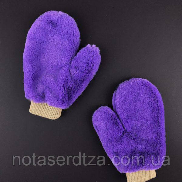 Рукавички жіночі із штучного хутра колір фіолетовий, фото 1